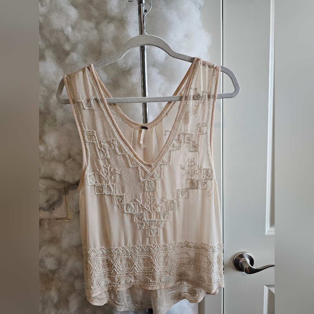Free People Blush Beaded Top